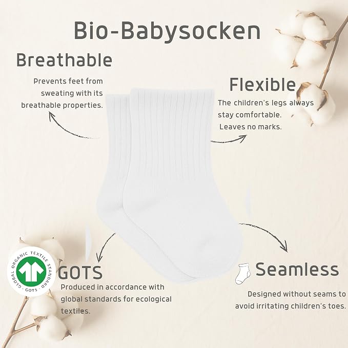 bistyle Baby Grip Ankle Socks 6 Pairs | Newborn Infant Toddlers Sock Organic - Image 3