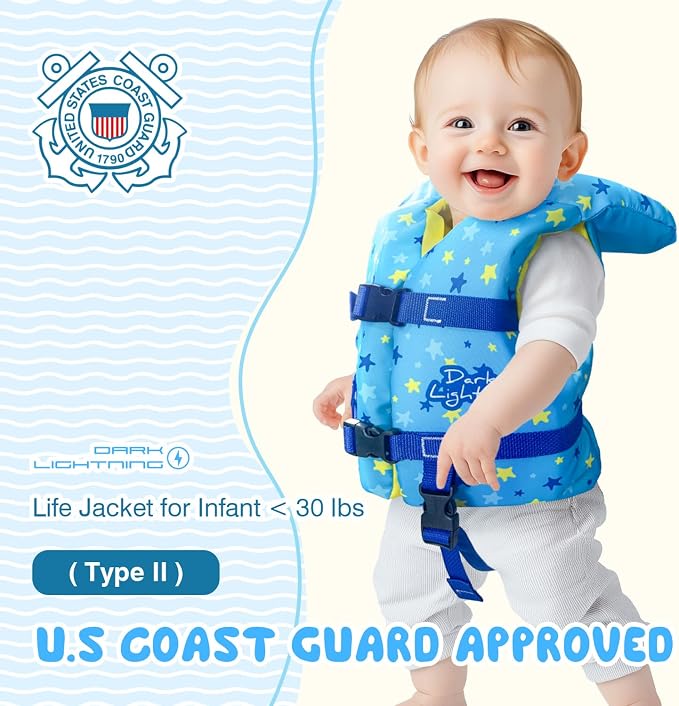 Dark Lightning USCG Approved Infant Life Jacket 0-30 lbs, Toddler Swim Vest and - Image 3
