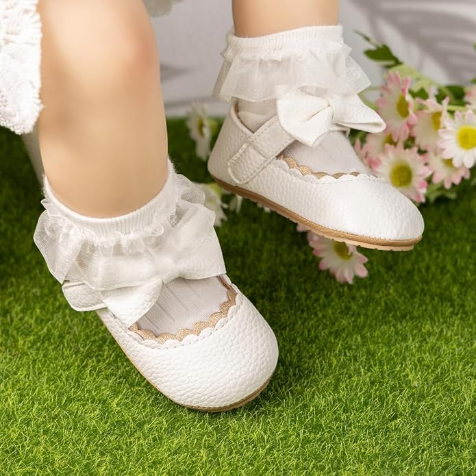 KIDSUN Infant Baby Girls Mary Jane Shoes Non-Slip Rubber Sole Ballet Slippers - Image 2
