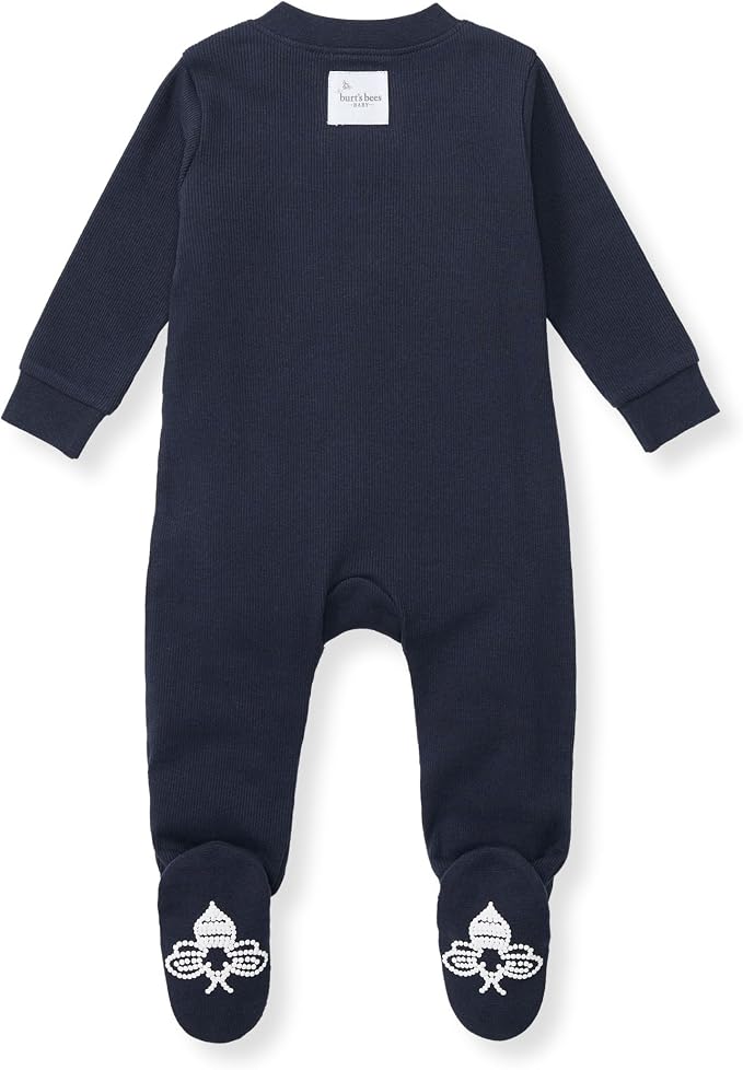 Burt's Bees Baby Boys' Organic Cotton, Sleep and Play Footed Pajamas | Easy zip - Image 2