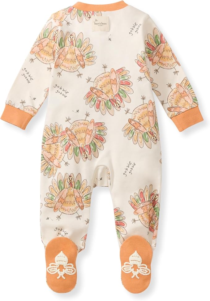 Burt's Bees Baby Girls' Organic Cotton, Sleep and Play Footed Pajamas | Easy - Image 2