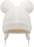 Duoyeree Toddler Winter Hat, Earflap Double Pom Pom Knit Beanie 0-36M by Duoyeree