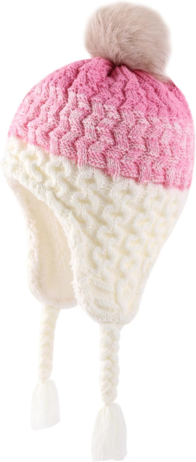 LANGZHEN Toddler Kids Infant Winter Hat,Earflap Knit Warm Cap Fleece Lined Beanie for Baby Boys Girls