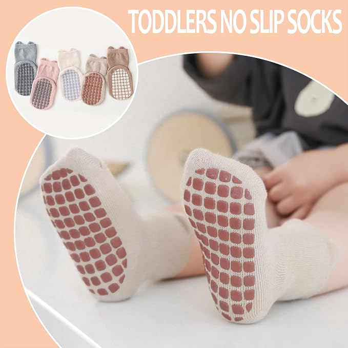 TRUEHAN 5 Pairs Toddler Non Slip Socks - Image 4