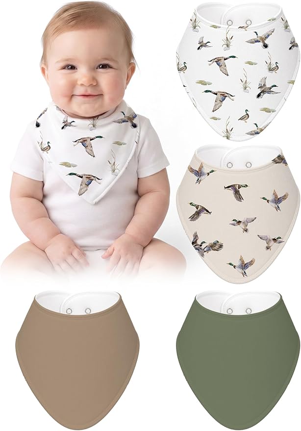 4 Pcs Baby Bandana Bib Cute Baby Nursery Decor Cotton Newborn Infant Feeding by Boao