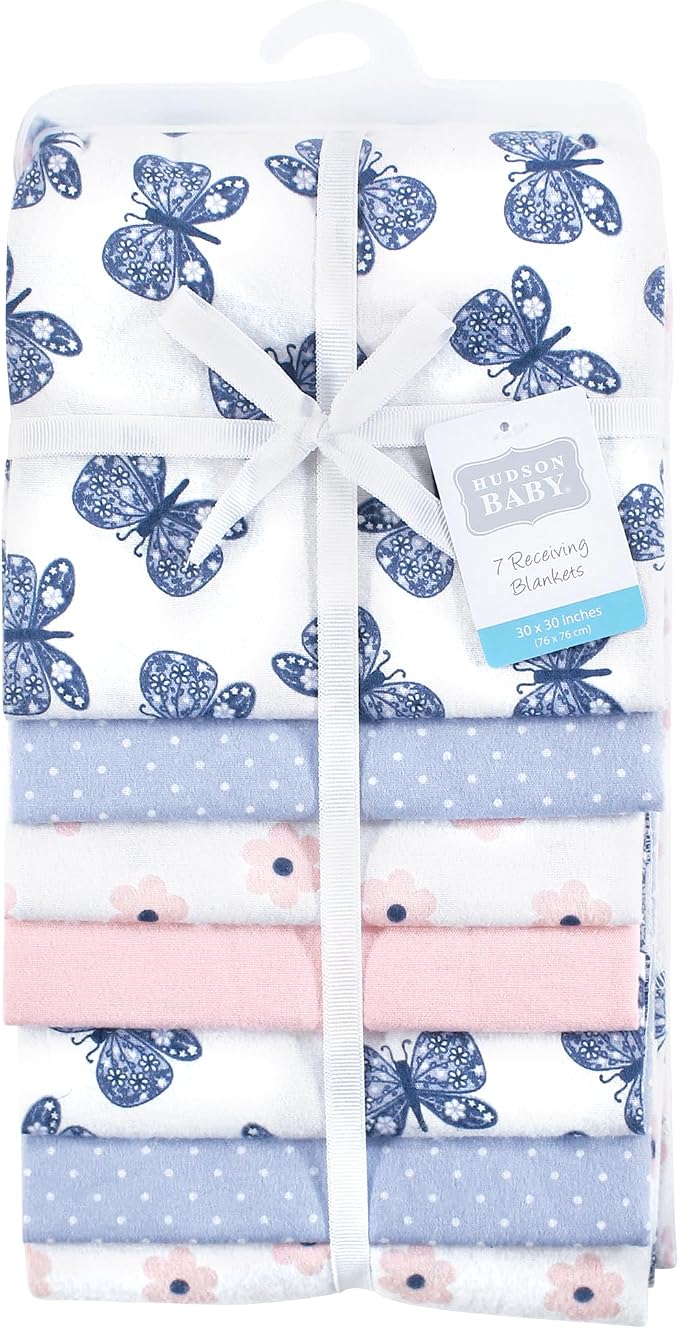 Hudson Baby Unisex Baby Cotton Flannel Receiving Blankets 7-Pack Bundle - Image 2