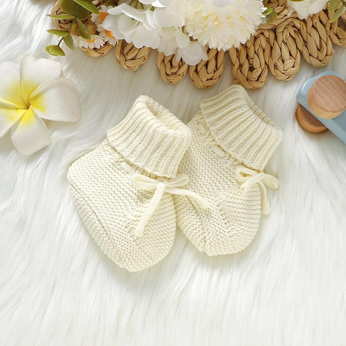Hadetoto Baby Booties Cotton Newborn Boys Girls Shoes Knit Socks | Cozy Warm - Image 3