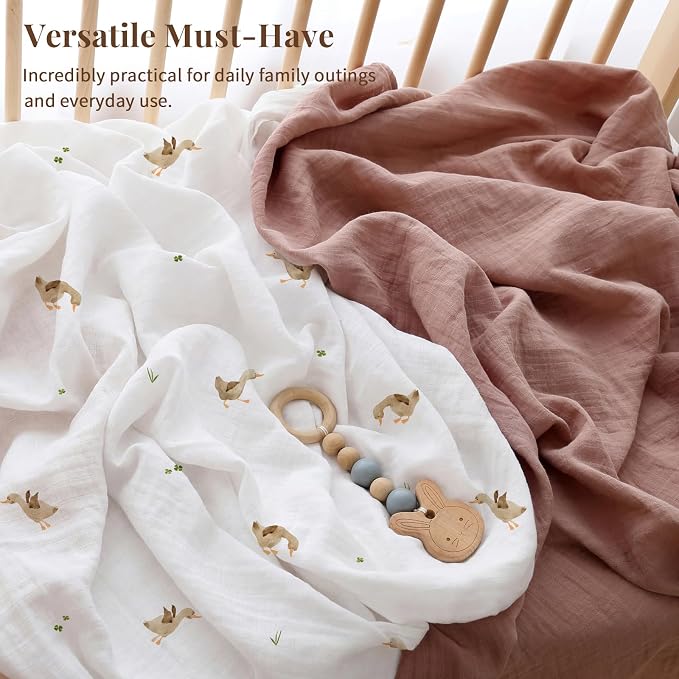POMISO Muslin Swaddle Blankets for Boys & Girls, Newborn Receiving Blankets - Image 4