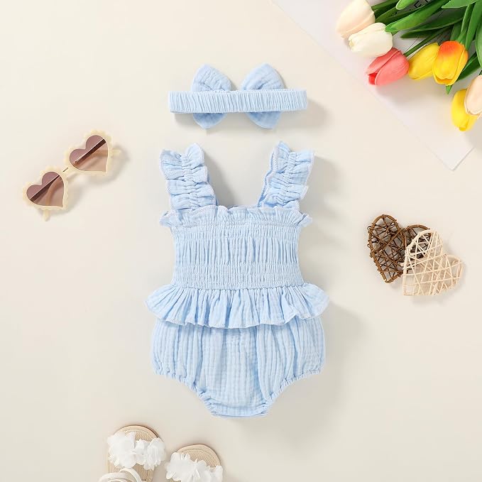 YOUNGER TREE Baby girl Romper Infant Summer Clothes Ruffle Sleeveless One Piece - Image 4