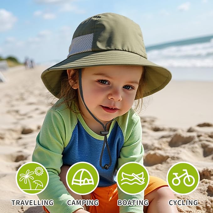Toddler Baby Sun Hat Kids Summer Beach Essentials Adjustable Beach Hats - Image 4