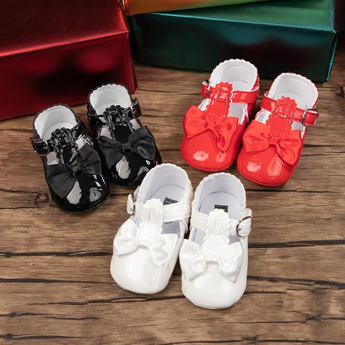 Meckior Infant Baby Girls Soft Sole Bowknot Princess Wedding Dress Mary Jane - Image 3