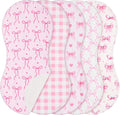 SmoothNovelty 5 Pack Pink Bow Baby Burp Cloths Soft Absorbent Burping Rags by SmoothNovelty