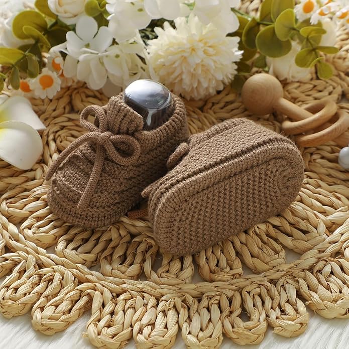 Neiwech Baby Booties Newborn Cozy Soft Warm Knitted Crib Shoes - Image 4