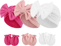 Newborn Baby Hats and Mittens Set Infant Bow Beanie Cap Toddler Gloves Newborn by AQOKKA