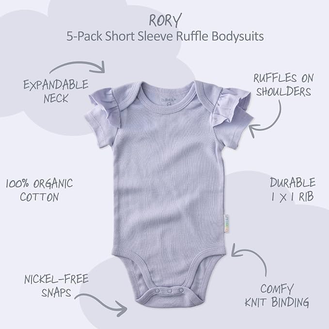 Butterblu Rory 10-Pack Short Sleeve Ruffle Bodysuits 100% Cotton | GOTS - Image 2