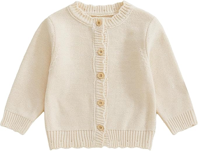 Baby Girl Cardigan Long Sleeve Button Up Sweater Toddler Girl Fall Outfits by Faithtur