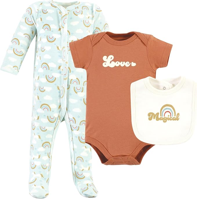 Hudson Baby Unisex Cotton Sleep and Play, Bodysuit and Bandana Bib Set by HudsonBaby
