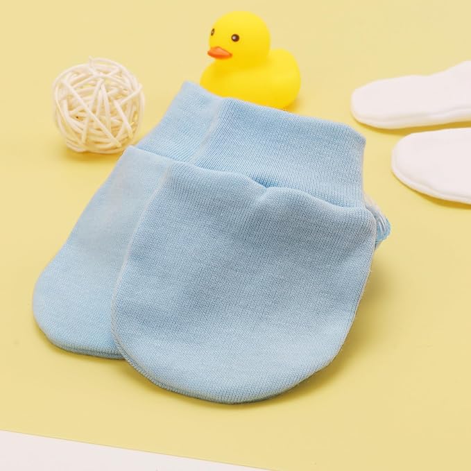 AQOKKA Newborn Baby Mittens No Scratch Cotton Elastic Wrist Gloves Infant - Image 4