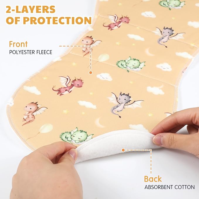 SmoothNovelty 5 Pack Watercolor Dragon Pattern Baby Burp Cloths Soft Absorbent - Image 3
