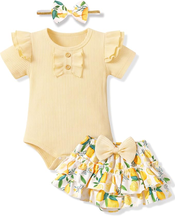 HONGTEYA Baby Girl Clothes Set Newborn Infant Summer Outfits by HONGTEYA