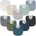 Konssy 10-Pack Muslin Baby Bibs, Soft Cotton Bandana Bibs for Drooling & Teething, Unisex Solid Colors for Boys & Girls, Newborn & Infant