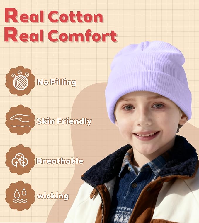 100% Cotton Baby Beanie Toddler Boys Girls Kids Winter Hat Knit Winter Warm Cap - Image 2