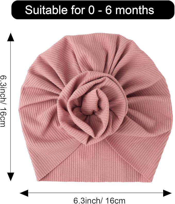 DRESHOW BQUBO 5 Pieces Newborn Baby Turban Hats Bow Baby Infant Beanie - Image 4