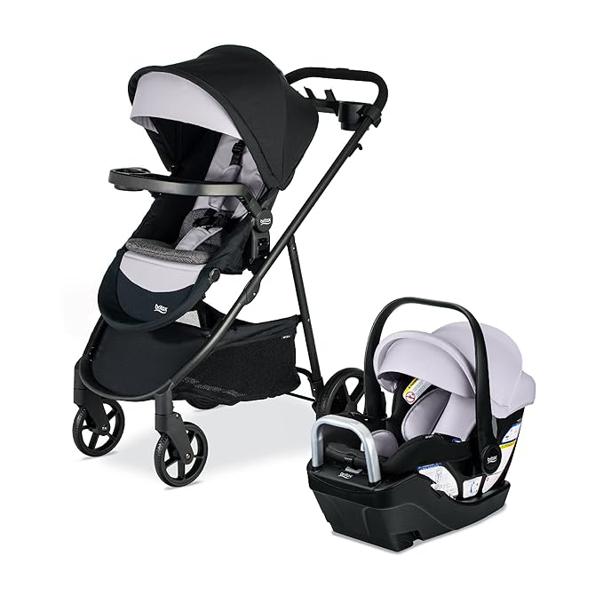 Britax Willow Brook S+ Baby Travel System, Infant Car Seat and Stroller Combo with Alpine Base, ClickTight Technology, SafeWash Insert and Cover, Glacier Onyx