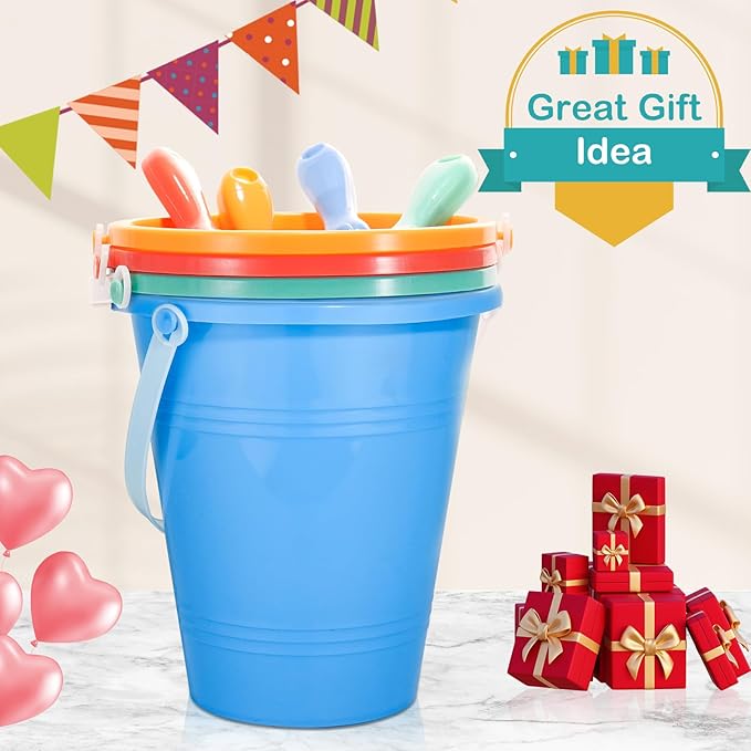 Holady Beach Toys Sand Toys Beach Shovels Beach Pail Set for Kids Summer Beach Essentials Outdoor Sand Play Fun Activities Beach Pails & Shovels