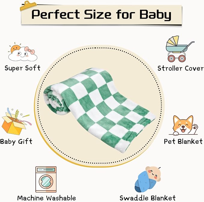 Yurhap Checkered Baby Blanket Fleece Baby Blankets - Image 7
