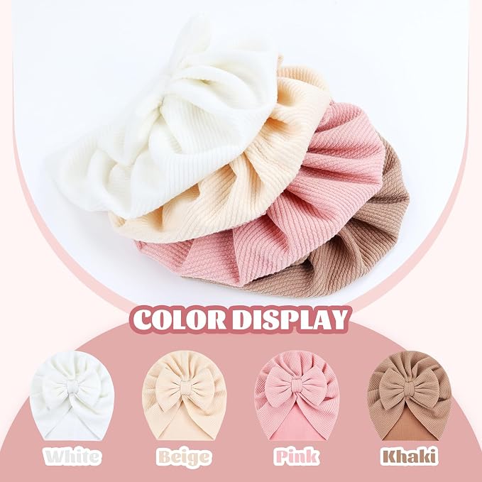Cinaci 4 Pieces Baby Girls Turban Hats - Image 4