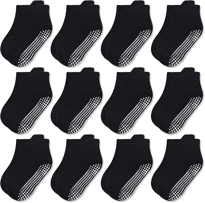 GRPSKCOS Non Slip Toddler Baby Socks 12 Pairs Anti Skid Ankle Socks by GRPSKCOS