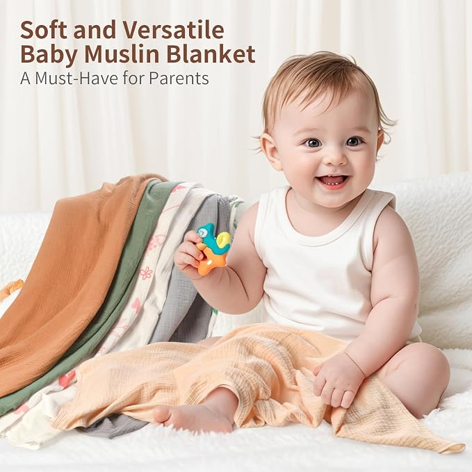 Muslin Swaddle Blankets for Newborn, 2 Pack Breathable Soft Receiving Blanket - Image 2