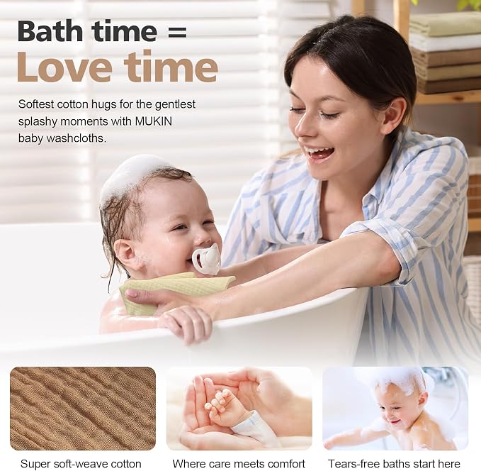 MUKIN Baby Washcloths, Muslin Burp Cloths Towels - Image 8
