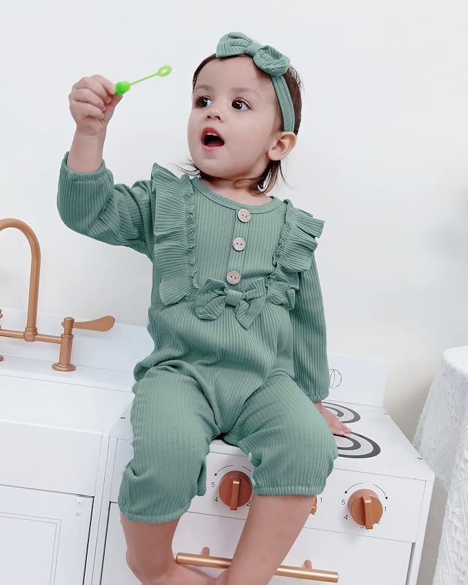 Mioglrie Newborn Baby Girl Clothes 1 Piece Infant Fall Winter Romper Outfit | - Image 3