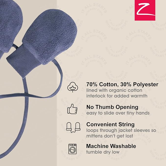 Zutano Baby Fleece Mittens for Infant, Outdoor Baby Winter Gloves | Thumbless - Image 3