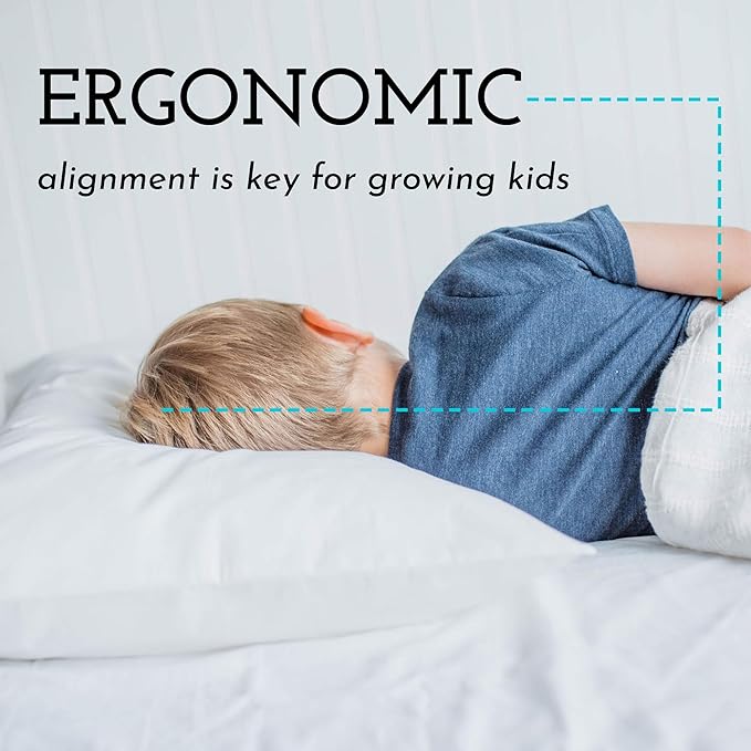 Little Sleepy Head Toddler Pillow with Pillowcase 13x18 - Kids Pillow for Sleeping - Better Neck Support Ergonomic Pillow and Toddler Pillowcase - Best Pillows for Kids (Bicycles)