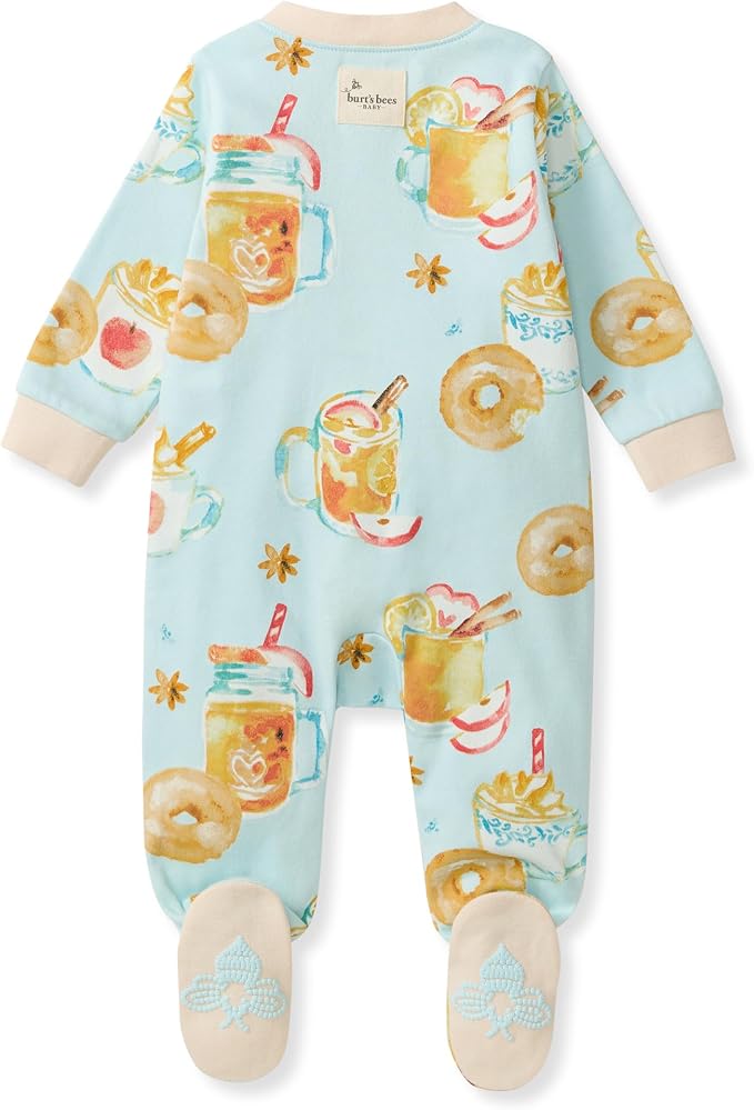 Burt's Bees Baby Girls' Organic Cotton, Sleep and Play Footed Pajamas | Easy - Image 2