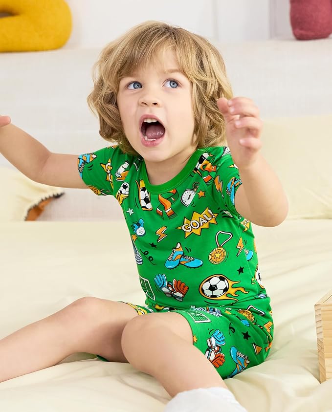 babee Reshinee Bamboo Viscose Toddler Boys Pajamas Set, Short Sleeve Kids - Image 5