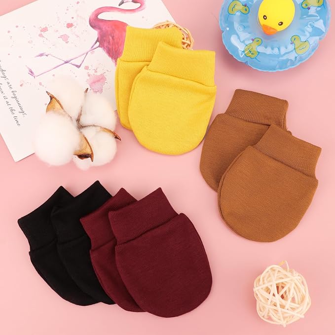 BQUBO Newborn Infant Toddler Mittens No Scratch Cotton Elastic Wrist Gloves - Image 2