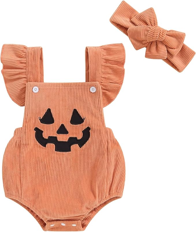 YINGISFITM My First Halloween Baby Girl Outfit Newborn Pumpkin Bubble Romper by YINGISFITM