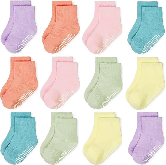 GRPSKCOS Baby Socks Non Slip 12 Pairs Toddler Anti Skid Socks by GRPSKCOS