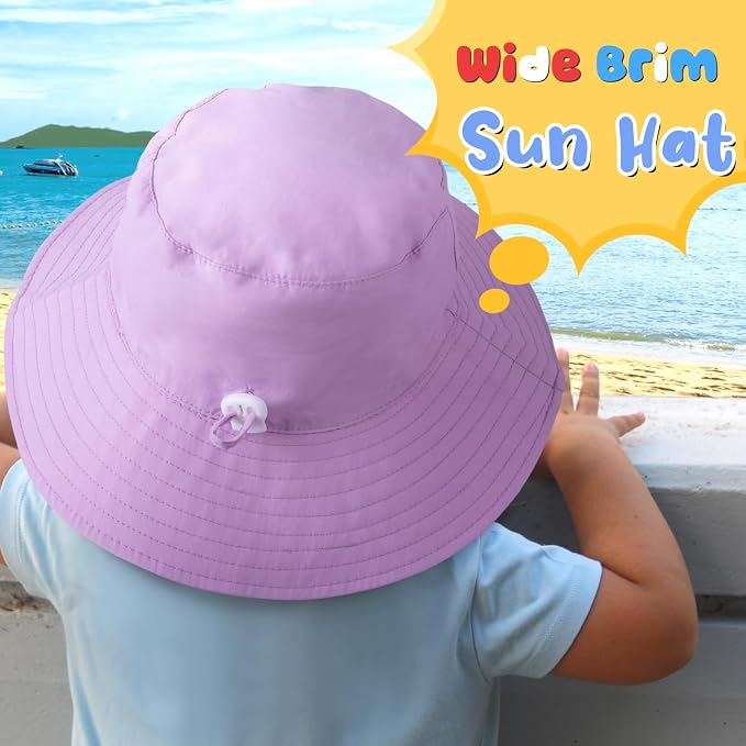 Baby Sun Hat Kids Summer Sun Protection Toddler Bucket Hat Wide Brim Adjustable - Image 6