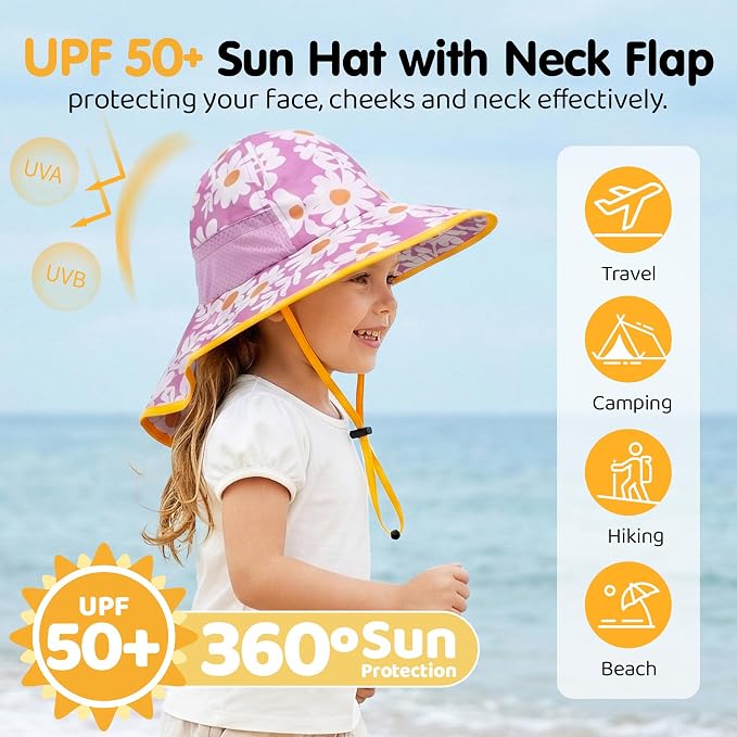 Baby Sun Hat with Neck Flap UPF 50+ - Image 2