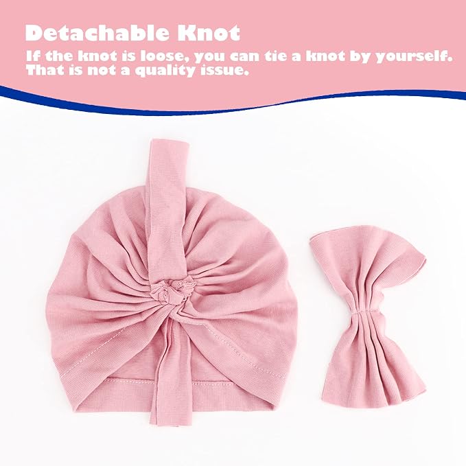 DRESHOW BQUBO 5 Pieces Newborn Baby Turban Hats Bow Baby Infant Beanie - Image 6