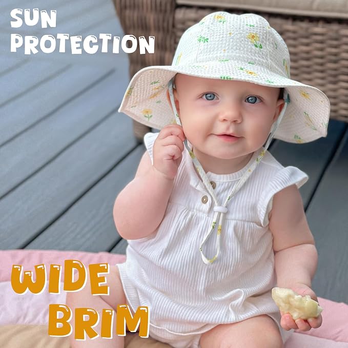 HONGTEYA Baby Sun Hat Wide Brim Adjustable Toddler Beach Bucket Hat | Soft - Image 3