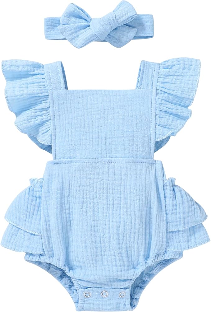 YOUNGER TREE Toddler Baby Girl Ruffled Sleeveless Romper Casual Summer Jumpsuit by YOUNGERTREE
