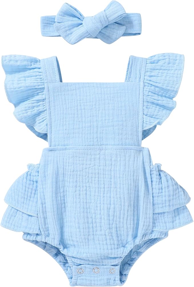 YOUNGER TREE Toddler Baby Girl Ruffled Sleeveless Romper Casual Summer Jumpsuit by YOUNGERTREE