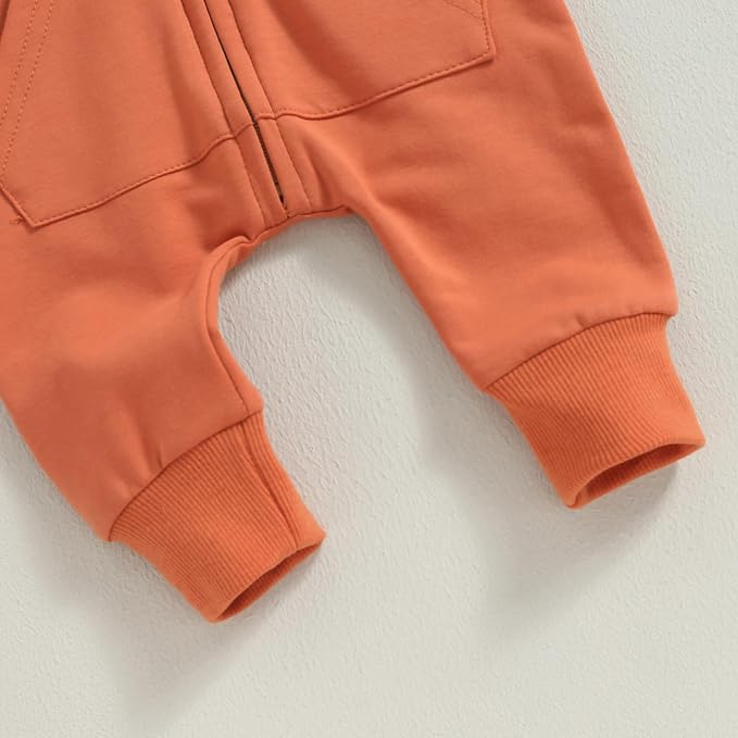 Infant Baby Boy Girl Clothes Solid Hoodie Romper Zip Up Long Sleeve Hooded - Image 7