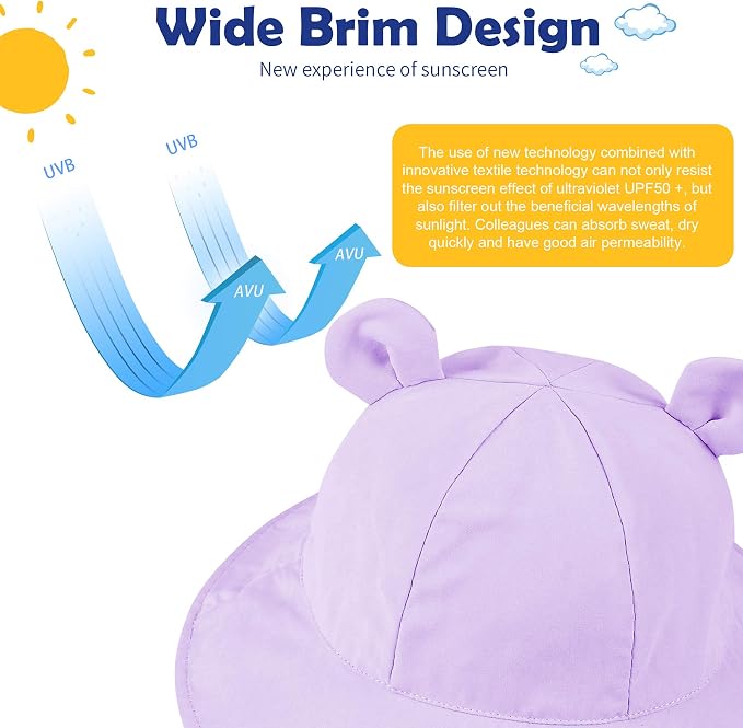 Zando Wide Brim Baby Sun Bucket Hat 0-4T UPF 50+ - Image 8